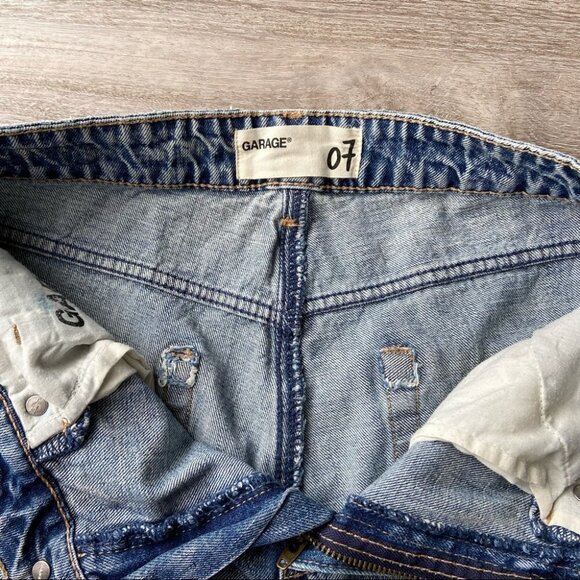 Garage Acid Washed Distressed Raw Hem  Mom Jeans - Picture 6 of 11